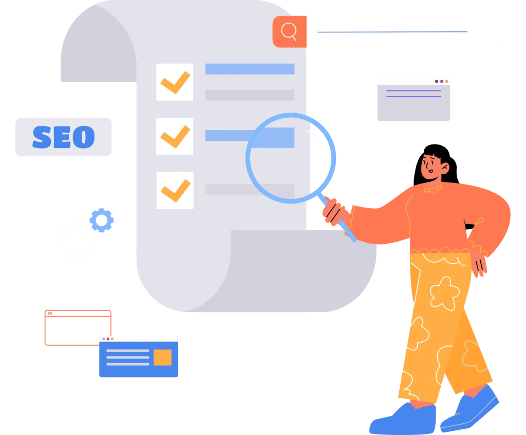 Illustration representing First Step Connections SEO case studies, highlighting client success, improved search visibility, and measurable business growth.
