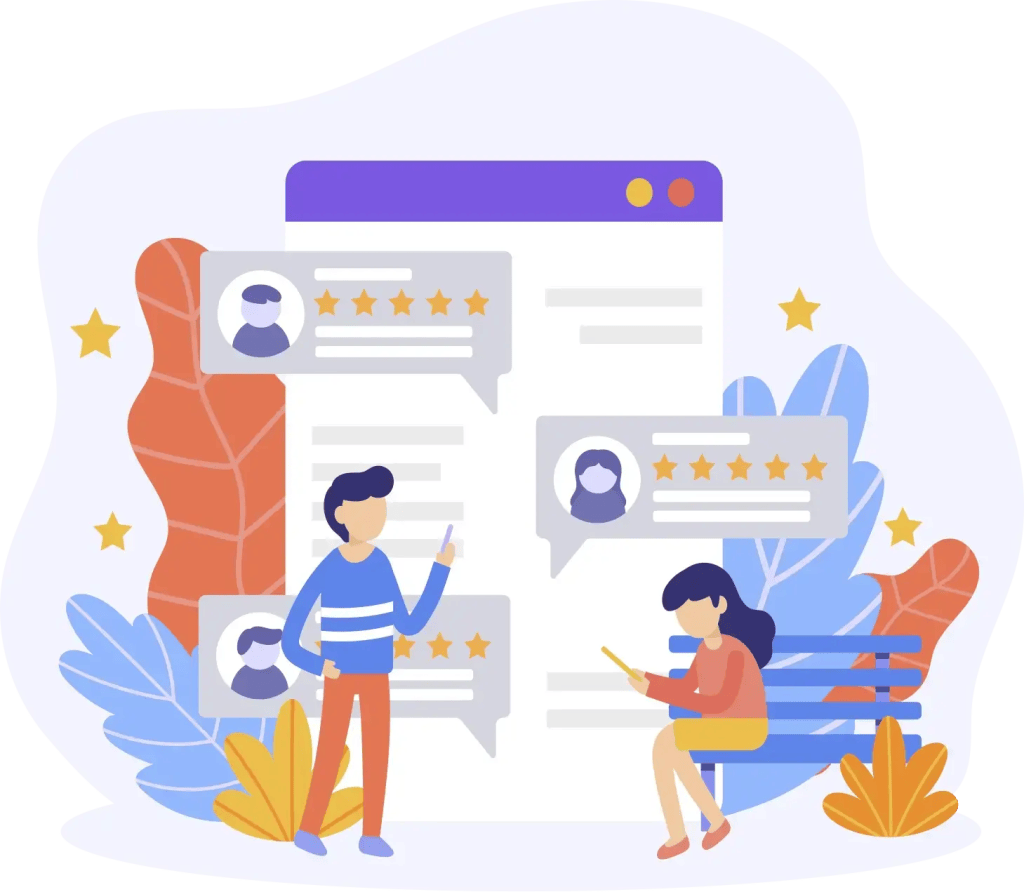 Illustration of a team working on website and local SEO strategy