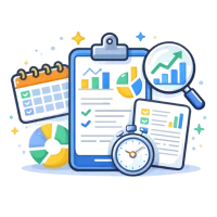SEO tracking and monthly reporting icon representing performance monitoring and insights by First Step Connections.
